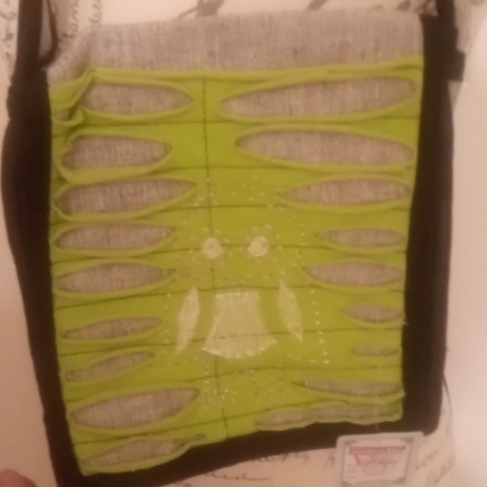 NWT lime on burlap shoulder bag
